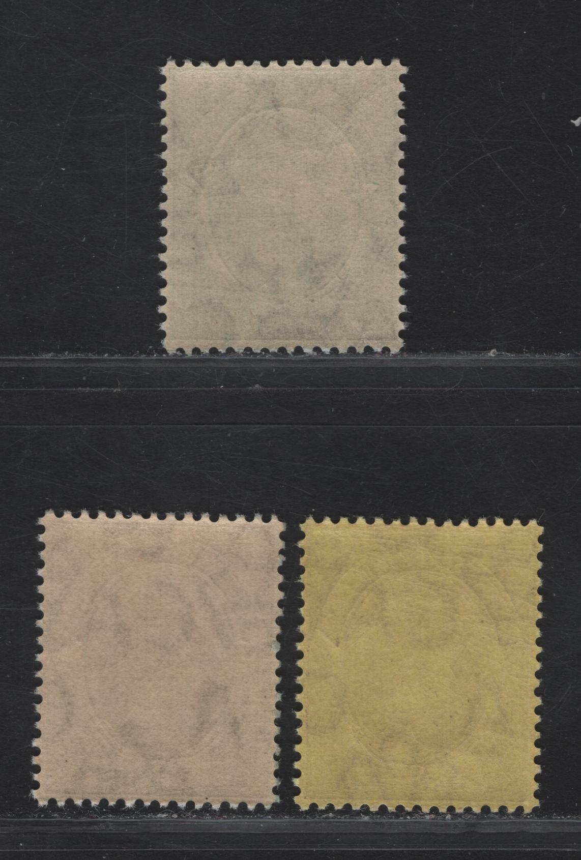 Lot 157 Southern Nigeria SG#45, 47, 49 1/2d - 3d Green - Brown on Yellow King George V, 1912 KGV Keyplate Issue, 3 VFNH Singles