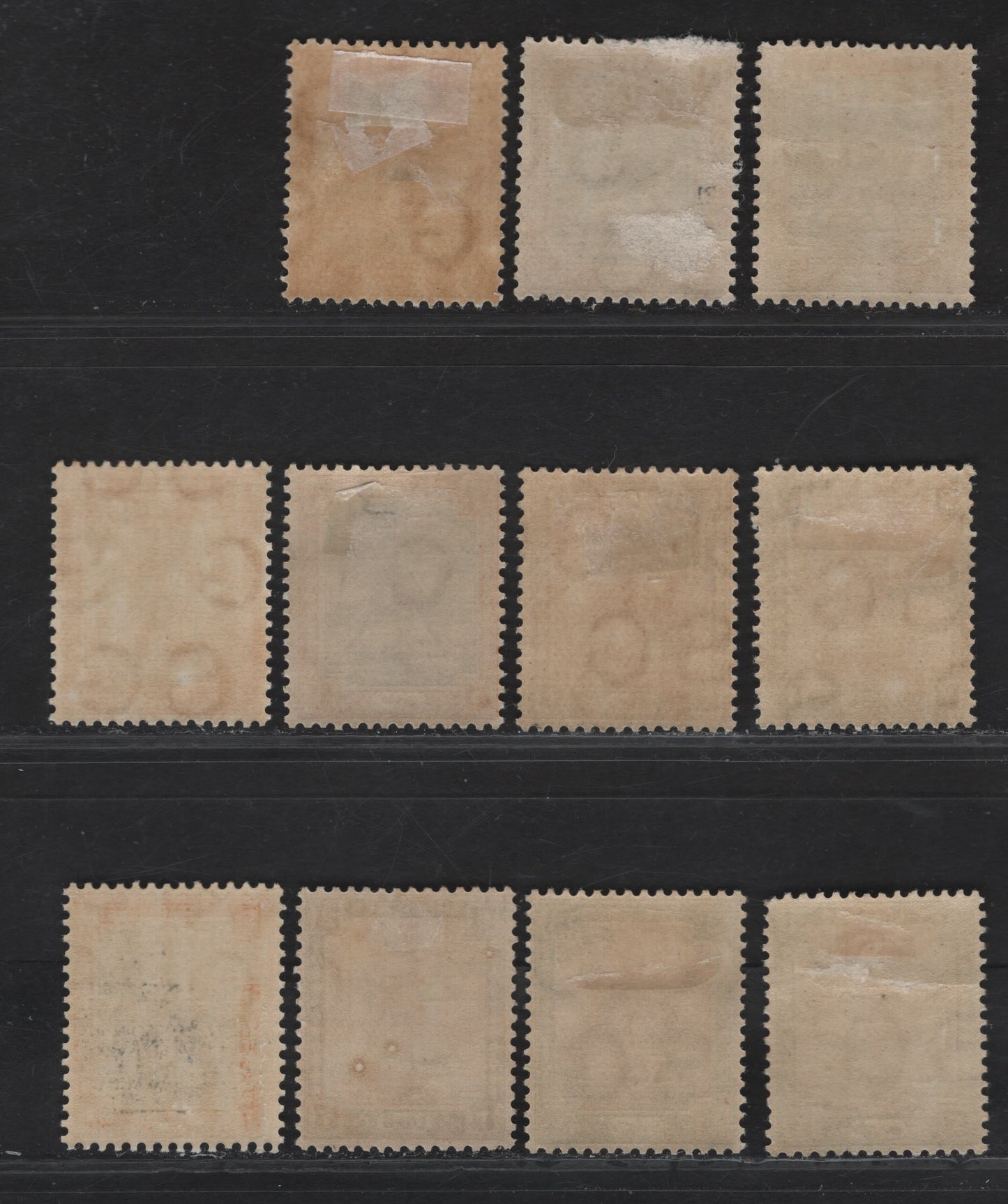 Lot 168 Sudan SG#37-39 1m -3m Black & Orange Brown - Dark Green & Mauve Arab Postman, 1927-1941 Arab Postman Keyplates, 8 F/VFOG Singles, Chalky Paper, Multiple SG Wmk, Various Shades.