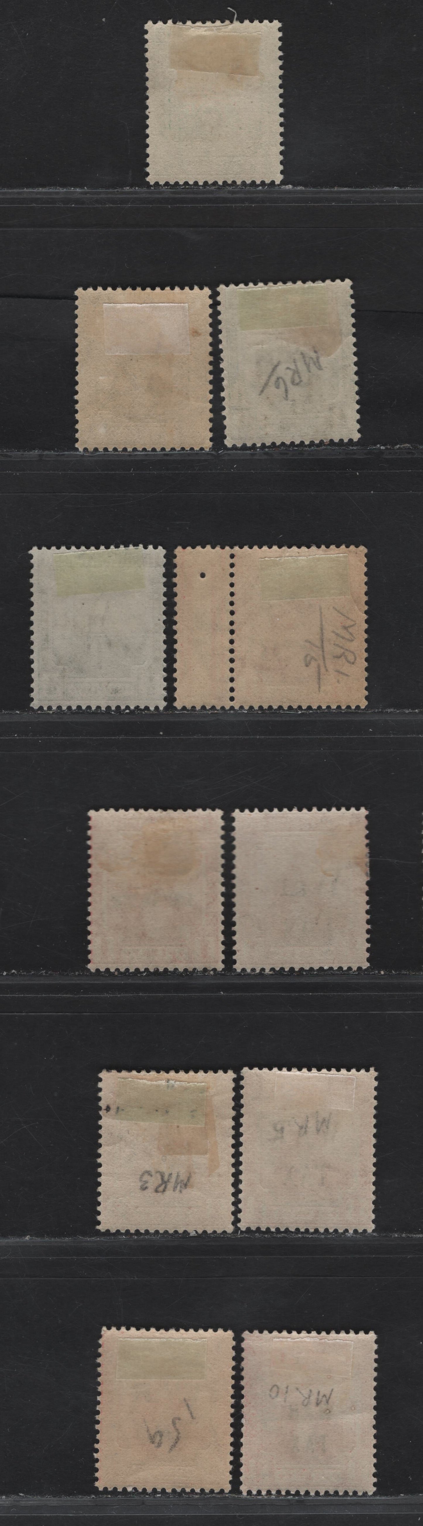 Lot 183 (C) Trinidad & Tobago SG#176b, 177-182, 185-188 1/2d - 1d Green - Rose Red Britannia, 1917-1918 War Tax Overprints, 11 F/VFOG Singles , ,