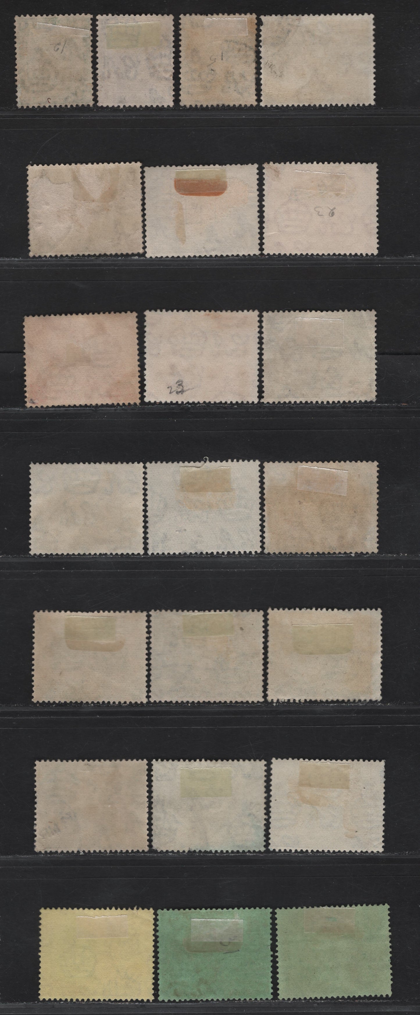 Lot 185 Trinidad & Tobago SG#206, 208-209, 218-225 1/2d - 6d Green -Green & Carmine on Emerald Britannia - King George V, 1913-1928 Britannia - KGV Keyplates, 22 Fine/Very Fine Used Singles, Includes Many Unlisted Shades