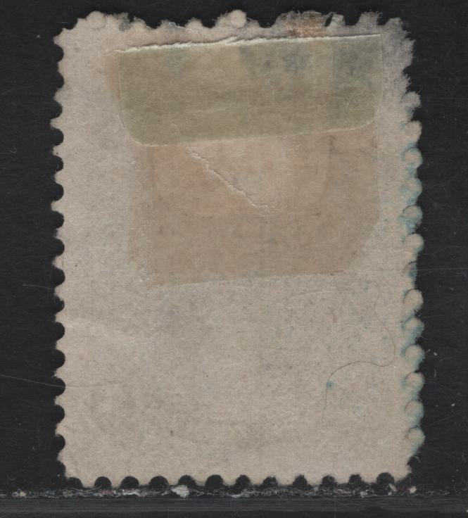 Lot 244 (C) Canada SC#26iv 5c Olive Green Queen Victoria, 1868-1897 Large Queen Issue, A VG Used Single On Paper MM-F, Perf. 11.75 x 12.1, Some Thinning At Upper Left