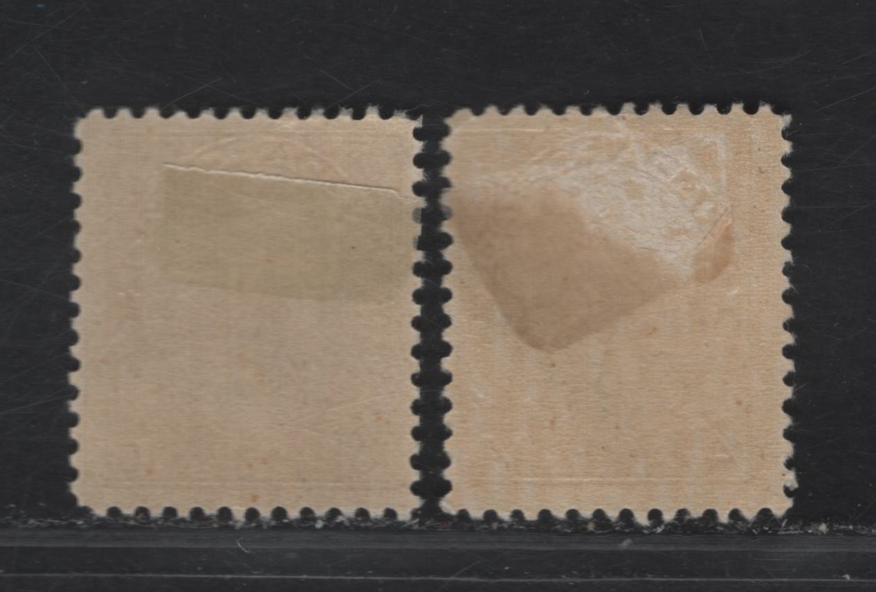 Lot 266 (C) Canada #110d, 118 4c Yellow Bistre & 10c Bistre Brown, 1911-1925 King George V Admiral Issue, 2 FOG Singles Dry Printings On Paper /Gum Type ABN-M. 4c Has Redrawn Frameline While 10c Has Normal