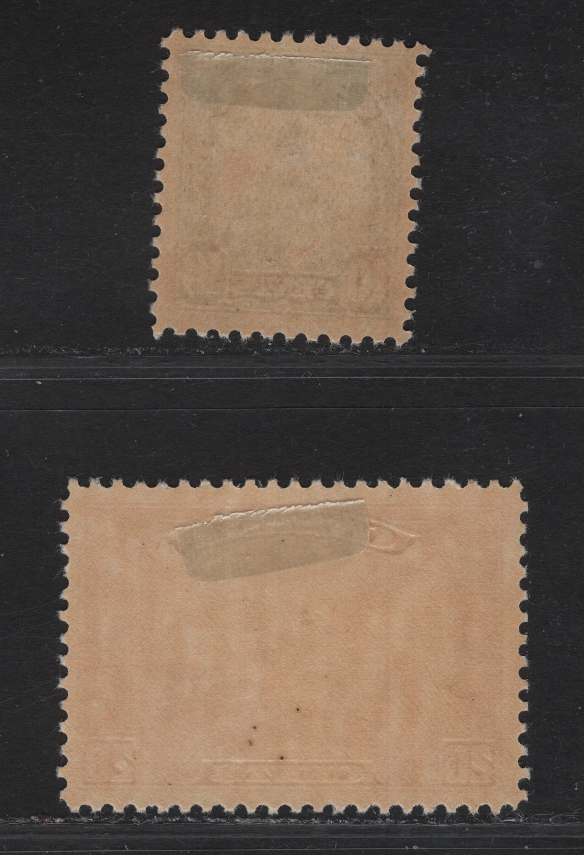 Lot 284 (C) Canada #173 10c Greyish Olive Green, Perf 10.8x10.9, On Type BABN-B & 20c Dull Vermilion,Perf 10.8x11.75 On Paper/Gum BABN-F ,1930-1931 King George V Arch/Leaf Issue, 2 FOG Singles