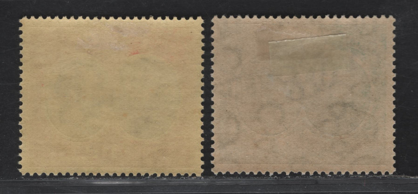 Lot 49 Bermuda SG#60, 63 1/2d - 4d Green - Gray & Red on Yellow King George V & Ship, 1920-1921 Tercentenary of Representative Institutions, 2 VFOG Singles