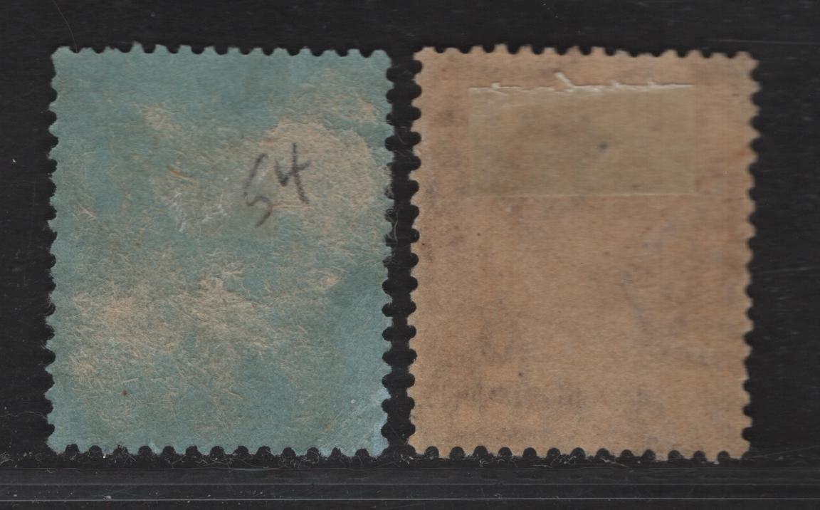 Lot 63 British Solomon Islands SG#41, 50 1c - 2/6 Dull Violet - Gray Black & Scarlet King George V, 1922-1931 KGV Keyplates, 2 Very Fine Used Singles, script CA Wmk