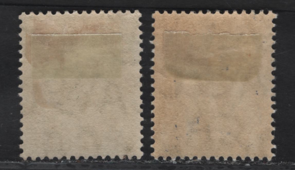 Lot 104 Falkland Islands SG#60, 63 1/2d - 2/5d Yellow Green - Deep Bright Blue King George V, 1912-1920 KGV Sidefaces Issue, 2 FOG Singles, Multiple Crown CA Wmk