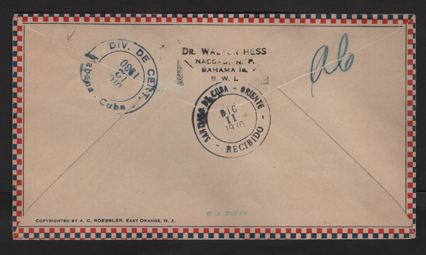 Lot 119 (C) Jamaica SG#98a, 102a 2.5d - 1/- Dull Blue - Orange & Brown Orange Return of War Contingent - State of Queen Victoria, 1921-1929 Pictorial Issue, A Very Fine Used Cover, Combination Usage On 1930 First Flight Cover To Cuba