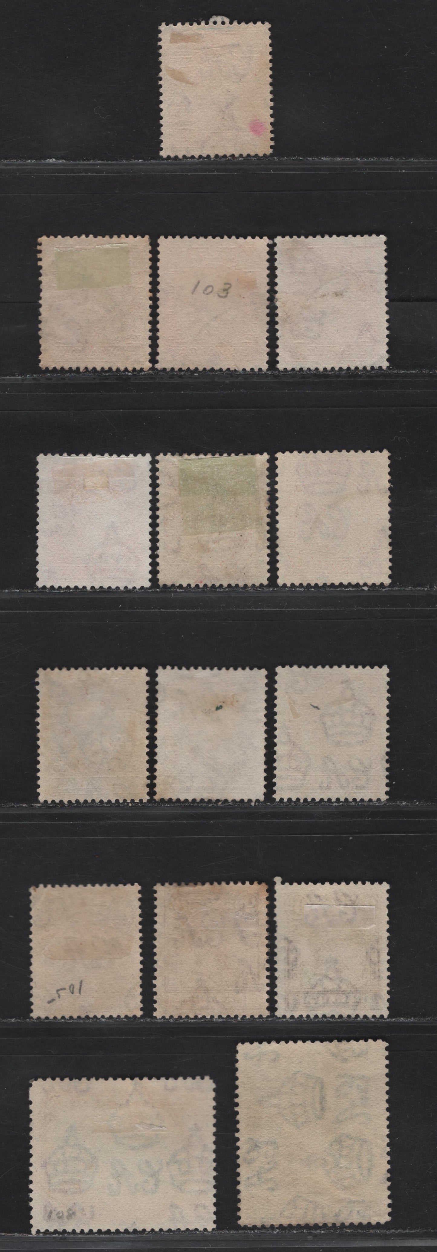 Lot 125 (C) Jamaica SG#108-a, 109-110, 112-113 1d - 6d Scarlet - Gray Black & Purple King George V - Priestman's River, 1929-1932 KGV Sidefaces & Pictorial Issues, 15 Fine/Very Fine Used Singles, Additional Shades