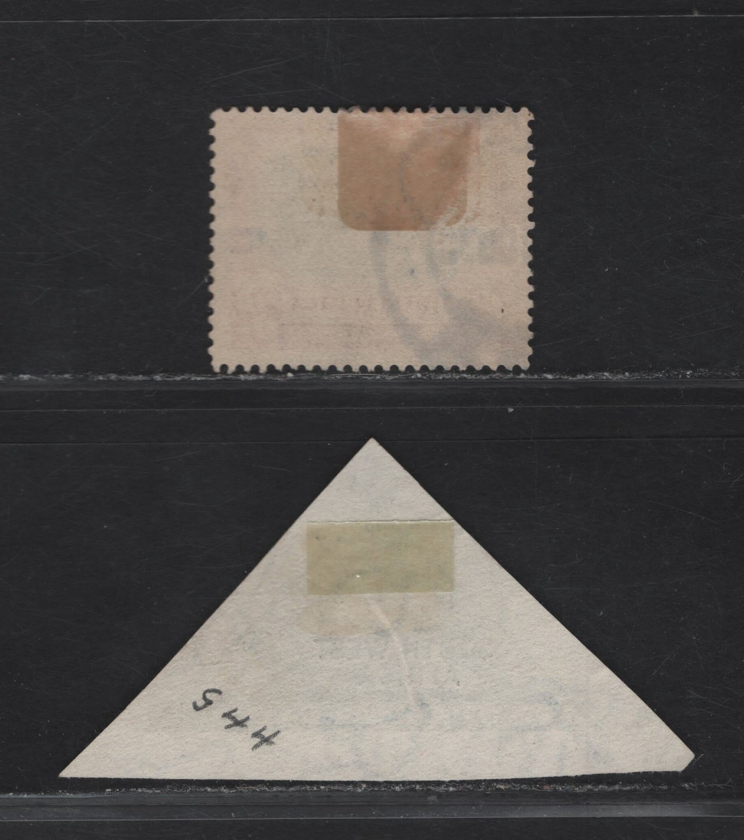 Lot 161 South West Africa SG#44A, 50 4d - 3d Gray Blue - Black & Red Hope - Pictorial, 1926 Triangular Hope - Overprinted Pictorial Issues, 2 Fine/Very Fine Used Singles, Perf 14x13.5