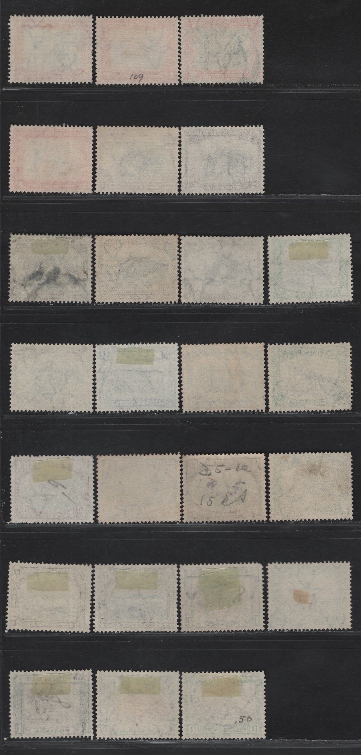 Lot 164 South West Africa SG#74-80, 82, 84 1/2d - 10/- Black & Emerald - Brown & Emerald Kori Bustard - Welwitschia Plant, 1931 Pictorial Issue, 25 Very Fine Used Singles, Multiple Shades