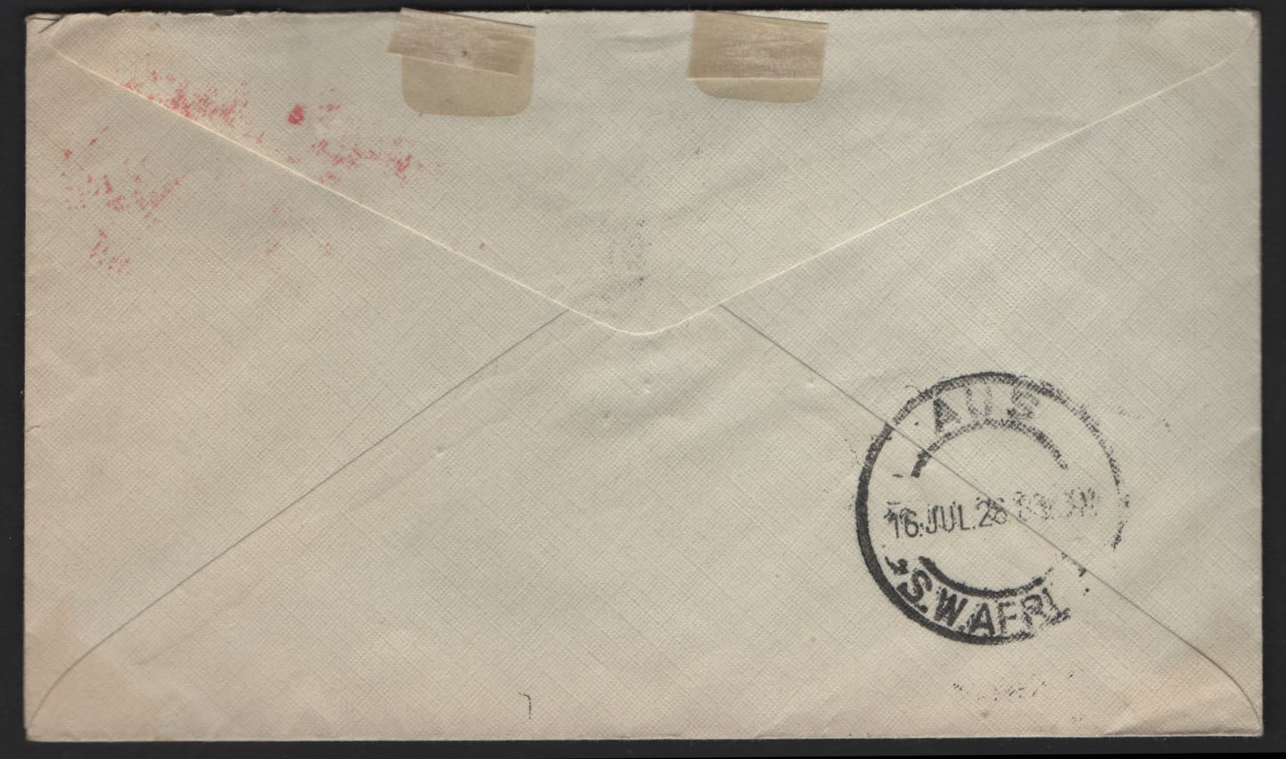 Lot 172 South West Africa SG#D35 2d Black & Pale Violet Numerals, 1927 Postage Dues, A Very Fine Used Cover, Suidwes & Zuidwest Pair Used On July 19 1928 Philatelic Exhibition Cover From Durban to Aus, Postage Due Marking Is Partly Covered By The Pair