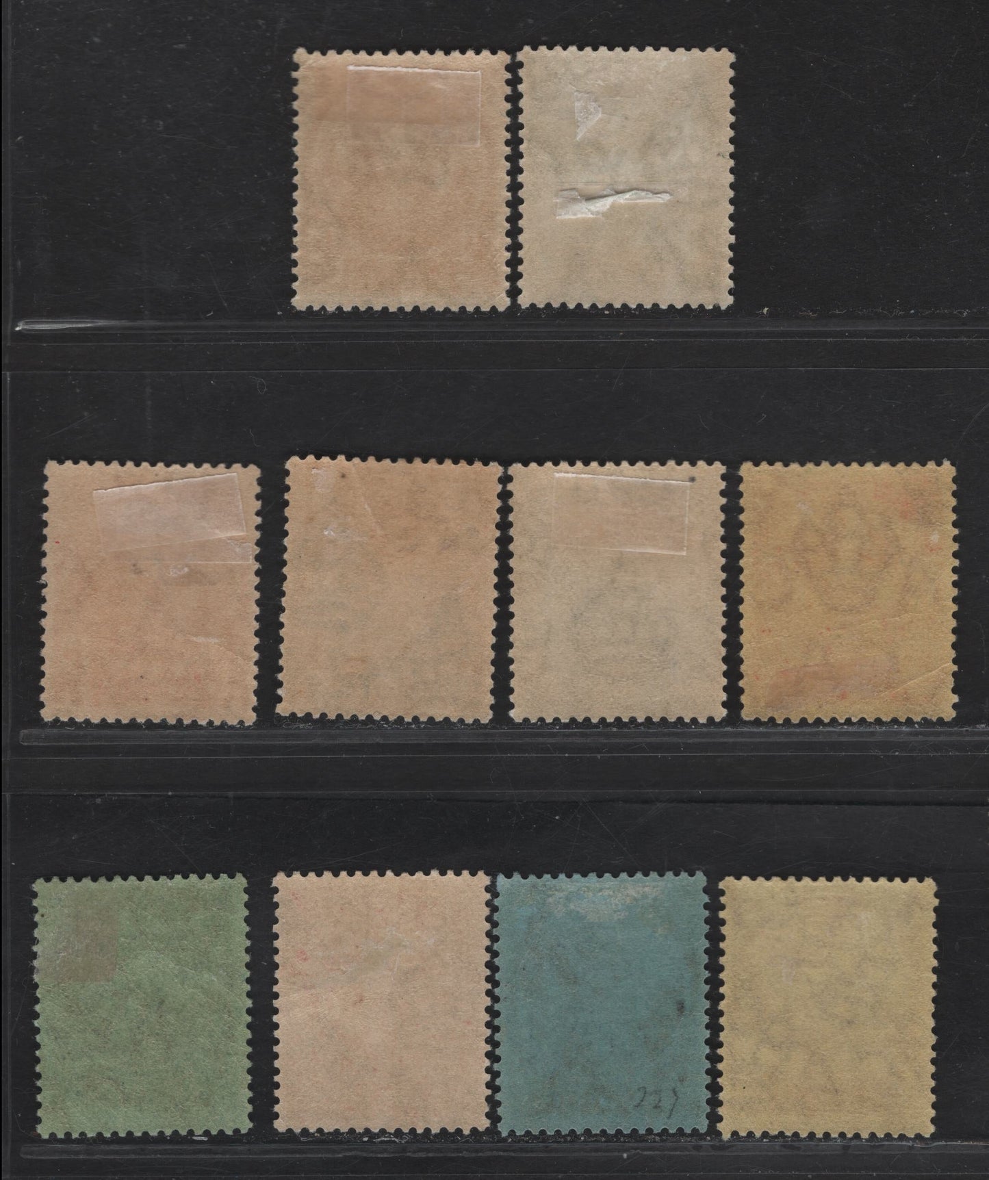 Lot 24 Barbados #213-225, 227 3d Purple On Pale Yellow - 2/- Purple On Blue, 1921-1024 Small Badge Of The Colony Definitives Issue, 10 VFOG Singles