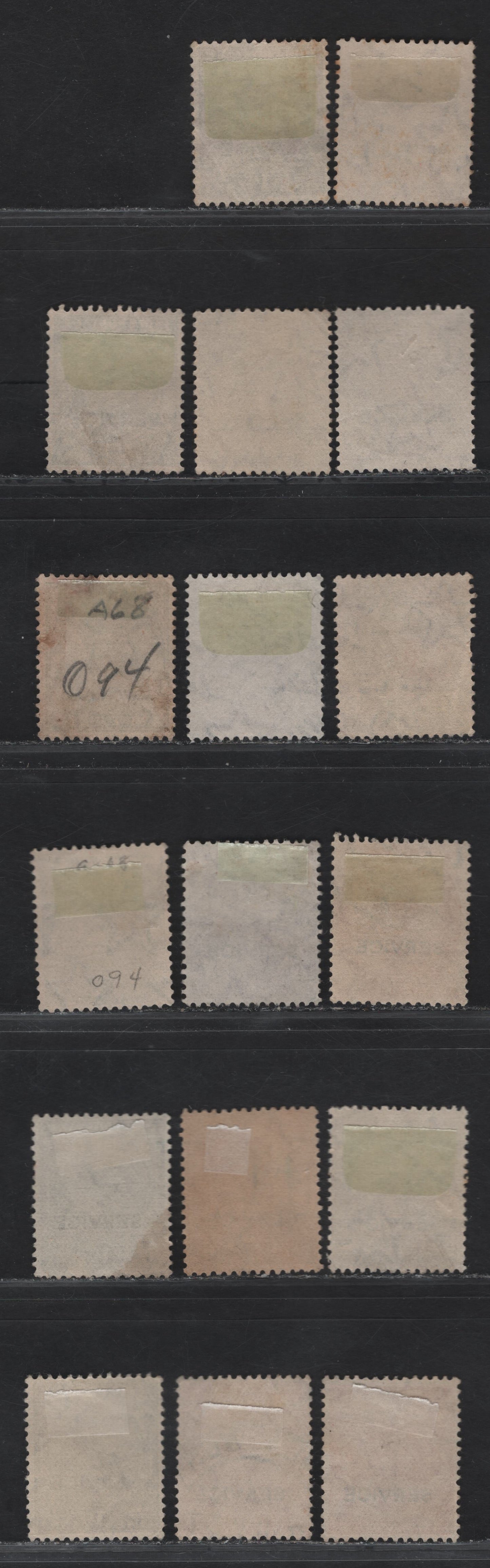 Lot 244 India SG#O122-O128, O131, O139 1/2a - 6a Green - Bistre King George V, 1932-1936 Overprinted KGV Keyplates Of India Issue, 9 Fine/Very Fine Used Singles, Redrawn Dies & New Colors