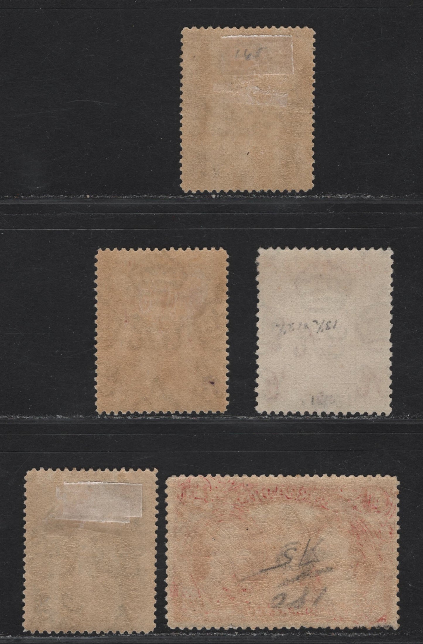 Lot 25 Barbados SG#229, 231c, 233a, 240 1/4d - 2.5d Deep Brown - Bright Ultramarine King George V, 1925-1935 KGV Postage & Revenue Colonial Badge Issue, 5 F/VFOG Singles, Includes 1932 Wide Printing Of 1d, 2d Is Scarcer Shade