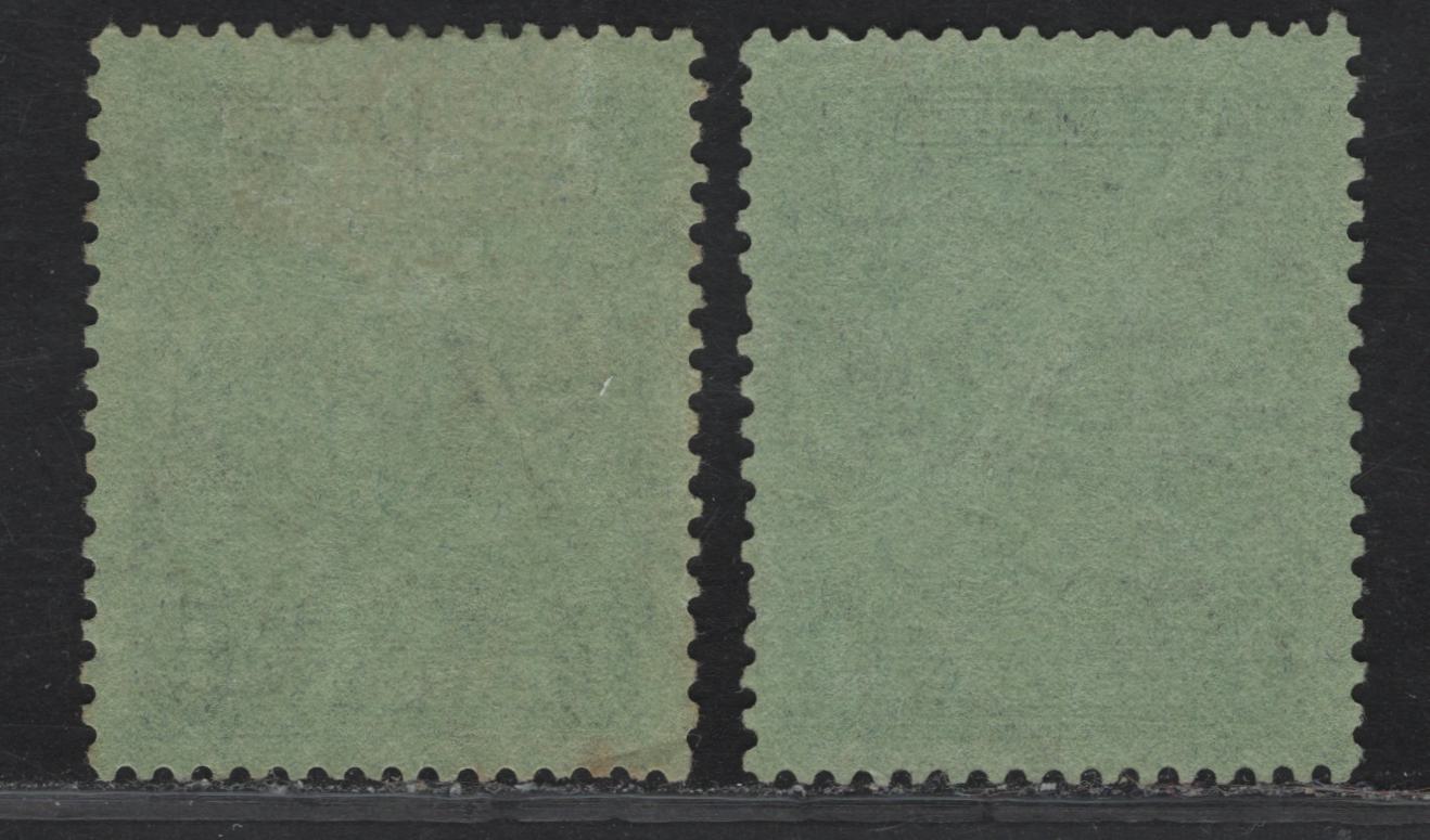 Lot 28 (C) Barbados SG#237a 1/- Black on Emerald/Yellow Green King George V, 1925-1935 KGV Postage & Revenue Colonial Badge Issue, 2 Very Fine Used Singles, Two Shades Of The Scarce Perf 13.5x12.5