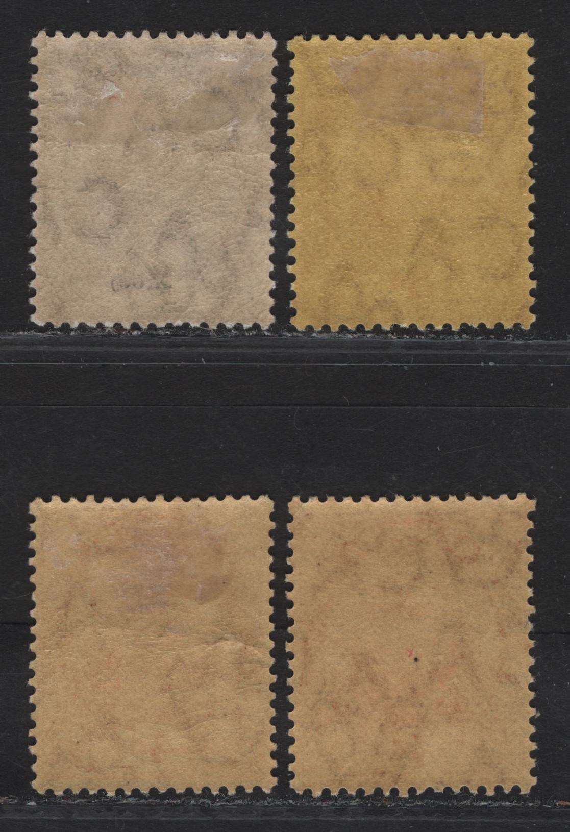 Lot 35 Bermuda SG#47, 49-a 2d - 4d Gray - Deep Red on Yellow Caravel, 1910-1925 Caravel Definitives, 4 VFOG Singles, Multiple Crown CA Wmk, Comb Perf 14