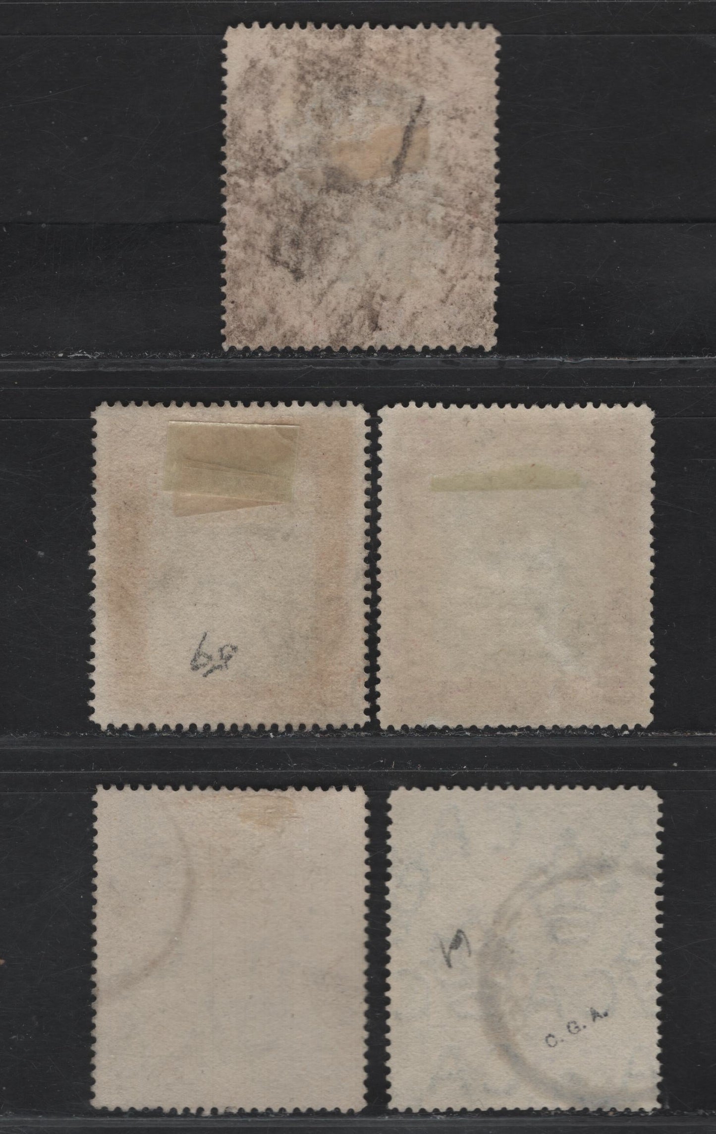 Lot 5 (C) Bahamas #75b, 77, 78, 79, 80 1d Grey Black & Carmine Red - 3/- Black & Green, 1911-1919 Queens Staircase Definitives, Wmk Multiple Crown CA Issue, 5 F & VF Used Singles
