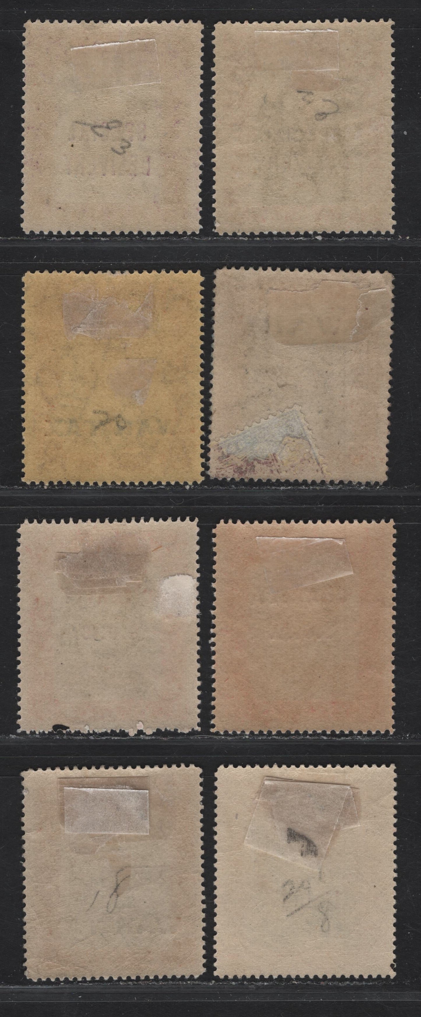 Lot 8 Bahamas #90, 98, 100, 101, 105, S2, S3 1d Grey Black & Deep Carmine Red - 5d Black & Mauve, 1917-1919 War Tax & Special Delivery Overprints On Queen's Staircase Definitives, 8 F & VF OG Singles Including 2 Vignette Plate Shades Of #101