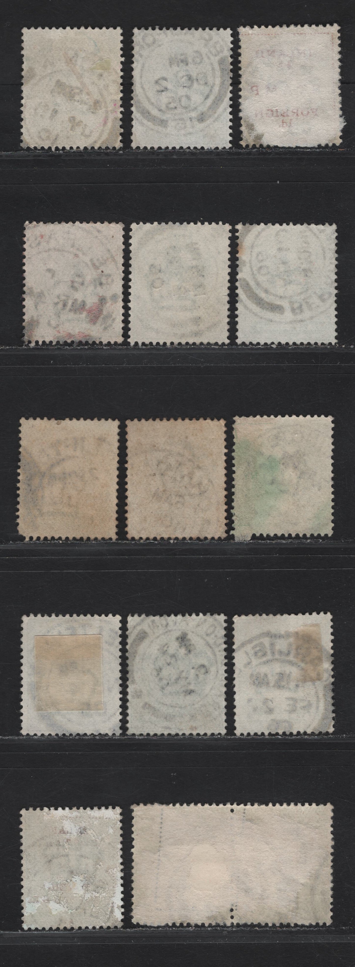 Lot 12 Great Britain SC#143-143a (SG#217-218) 1/2d Yellowish Green - Pale Yellowish Green King Edward VII, 1902-1910 King Edward VII Issue, Fine/Very Fine Used Singles, Single Line Barell CDS Cancels, A-C Towns & Villages