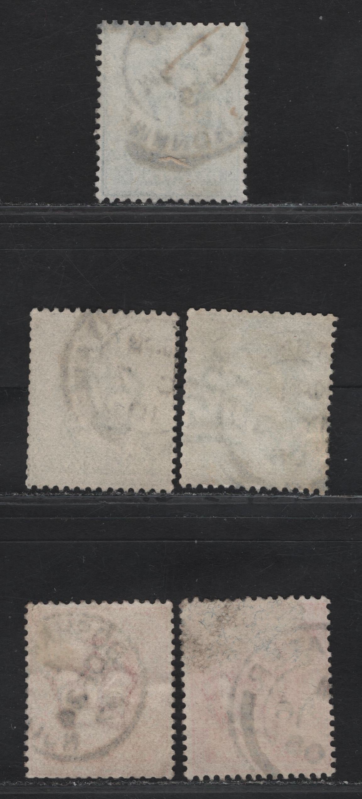 Lot 194 Great Britain SC#127avar, 128var (SG#216-220) 1/2d - 1d Blue Green - Bright Scarlet, 1902-1910 King Edward VII Issue, 5 Fine/Very Fine Used Booklet Singles, Tripped Perfs On At Least 1 Side Signalling That They Have Come From A Booklet