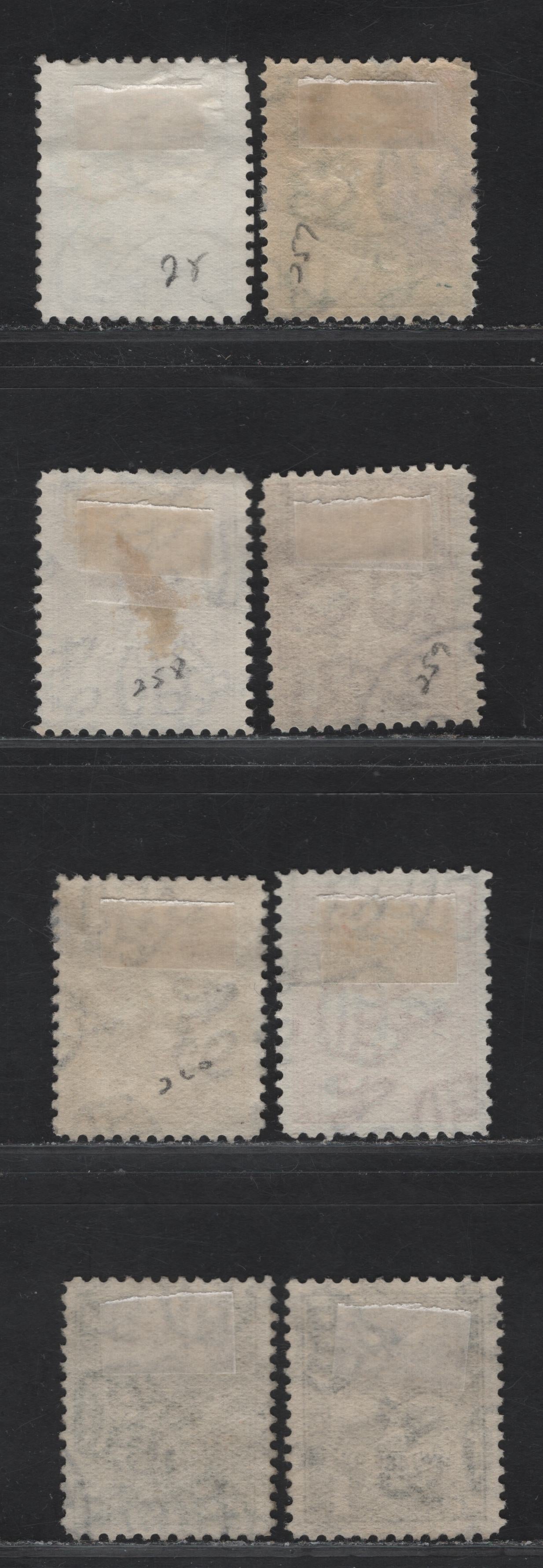 Lot 268 (C) Malta SG#D11-D15, D17, D19, D25 1/2d - 1/- Green -Black Emblem, 1925-1953 Postage Dues, 8 Fine/Very Fine Used Singles, Script CA Sideways Wmk, 3d Is Chalky Paper