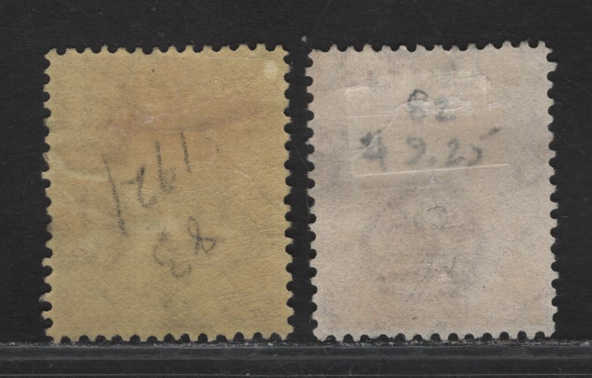 Lot 275 (C) St Lucia SG#97, 100 2.5d - 3d Orange - Purple on Pale Yellow King George VI, 1921-1930 Imperium Keyplates Issue, 2 Very Fine Used Singles, Script Ca Wmk, Cancel on 2.5d Is Questionable, So We Valued As if it Were Mint OG