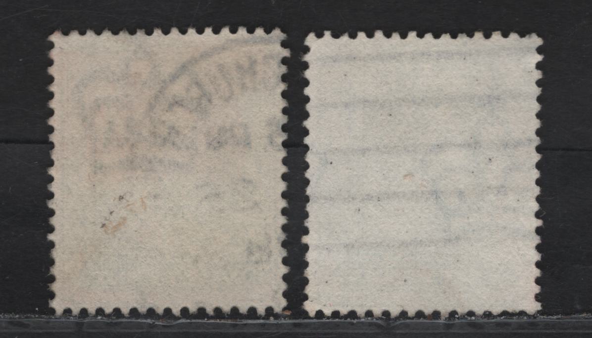 Great Britain SC#143var (SG#217var) 1/2d Pale Yellowish Green King Edward VII, 1902-1910 King Edward VII Issue, 2 Fine Used Singles, Split Watermark.