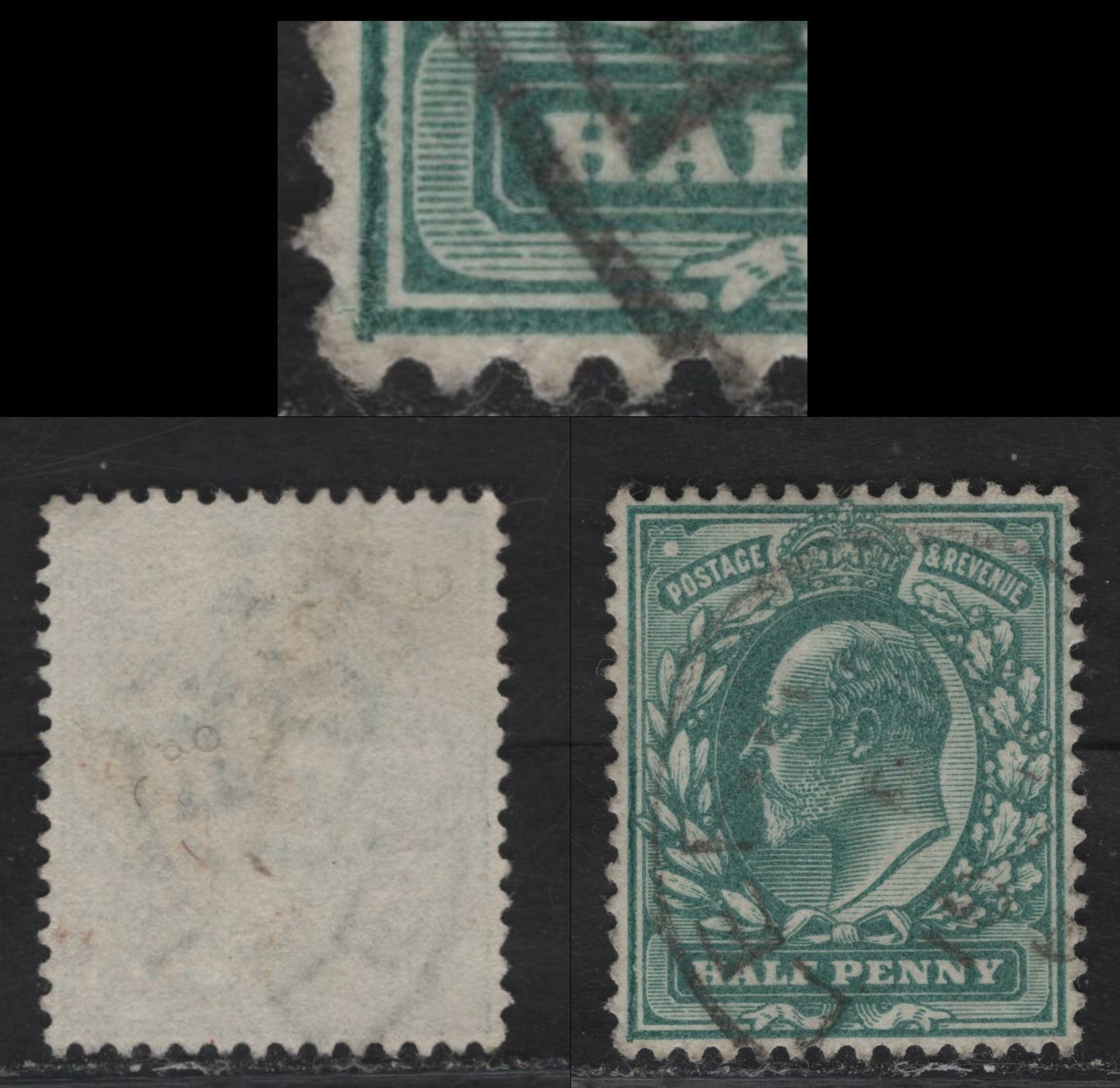 Lot 37 Great Britain SC#127 (SG#216var) 1/2d Dull Blue Green King Edward VII, 1902-1910 King Edward VII Issue, A Very Fine Used Single, Showing Extension Of Outer Frame, Unlisted