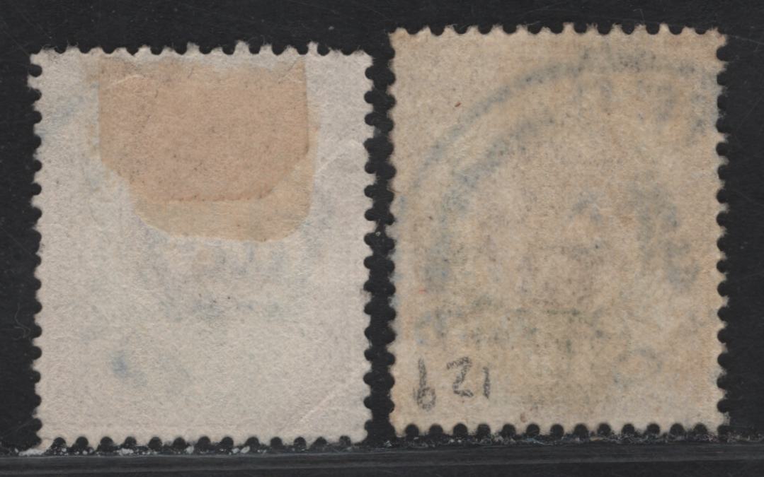 Lot 99 Great Britain SC#129bvar (SG#287var) 1.5d Bright Reddish Purple & Deep Bright Green - Very Bright Reddish Purple & Bright Green King Edward VII, 1902-1910 King Edward VII Issue, 2 Fine Used Singles, Somerset House Printing, Moderate Cancels