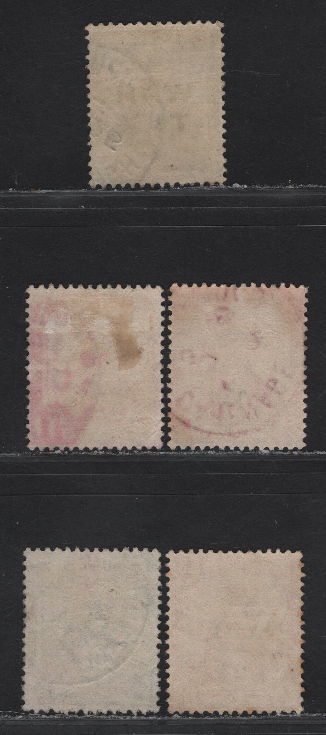 Lot 170 Trinidad & Tobago SG#182-183, 185, 187, 188b 1d Red - Rose Red Seated Britannia, 1917-1918 War Tax Overprinted Issue, 5 Fine/Very Fine Used Singles , ,