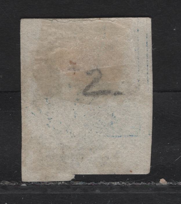 Lot 295 Belgium SC#11 20c Blue King Leopold I, 1861 King Leopold I Issue, A Very Fine Used Imperf Single, Watermarked, 17.25mm High Oval, Margins Are Oversized At Left & Half Of Bottom.