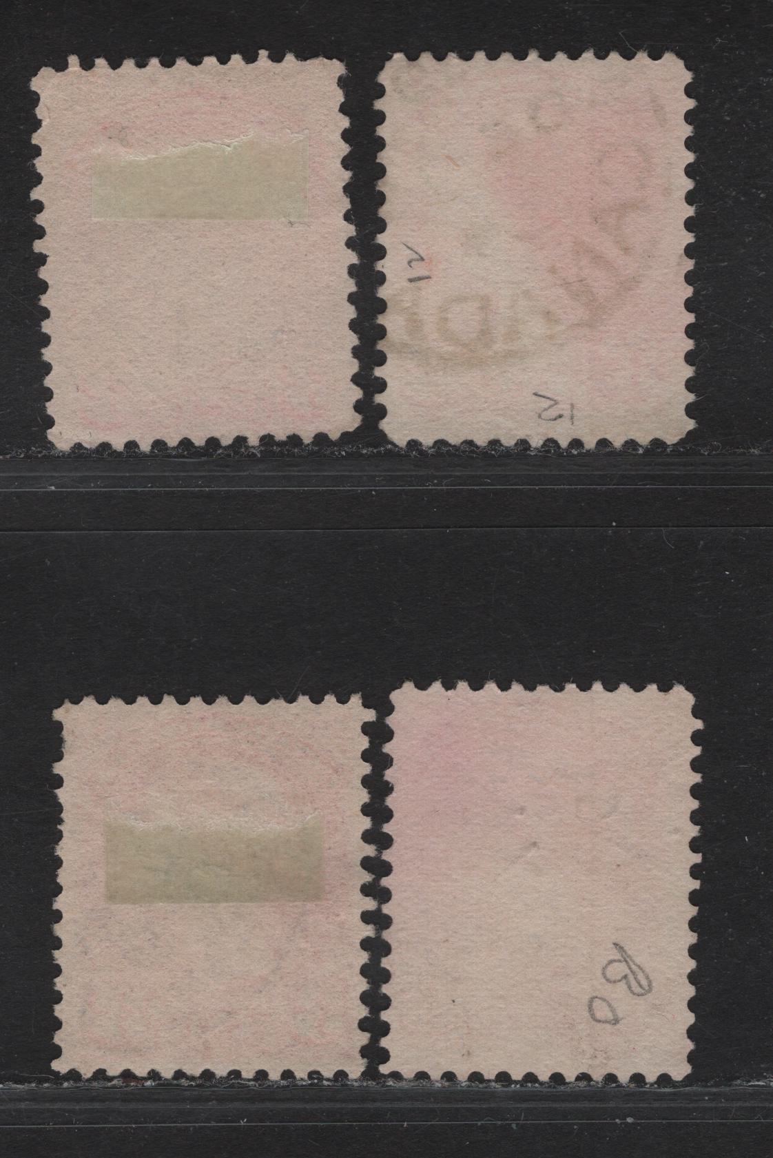 Lot 45 Canada #41 3c Bright Vermillion - Orange Vermillion Queen Victoria, 1888-1897 Small Queen Issue, 4 Fine Used Singles, Paper 2O-I, 1894 Dated Examples.