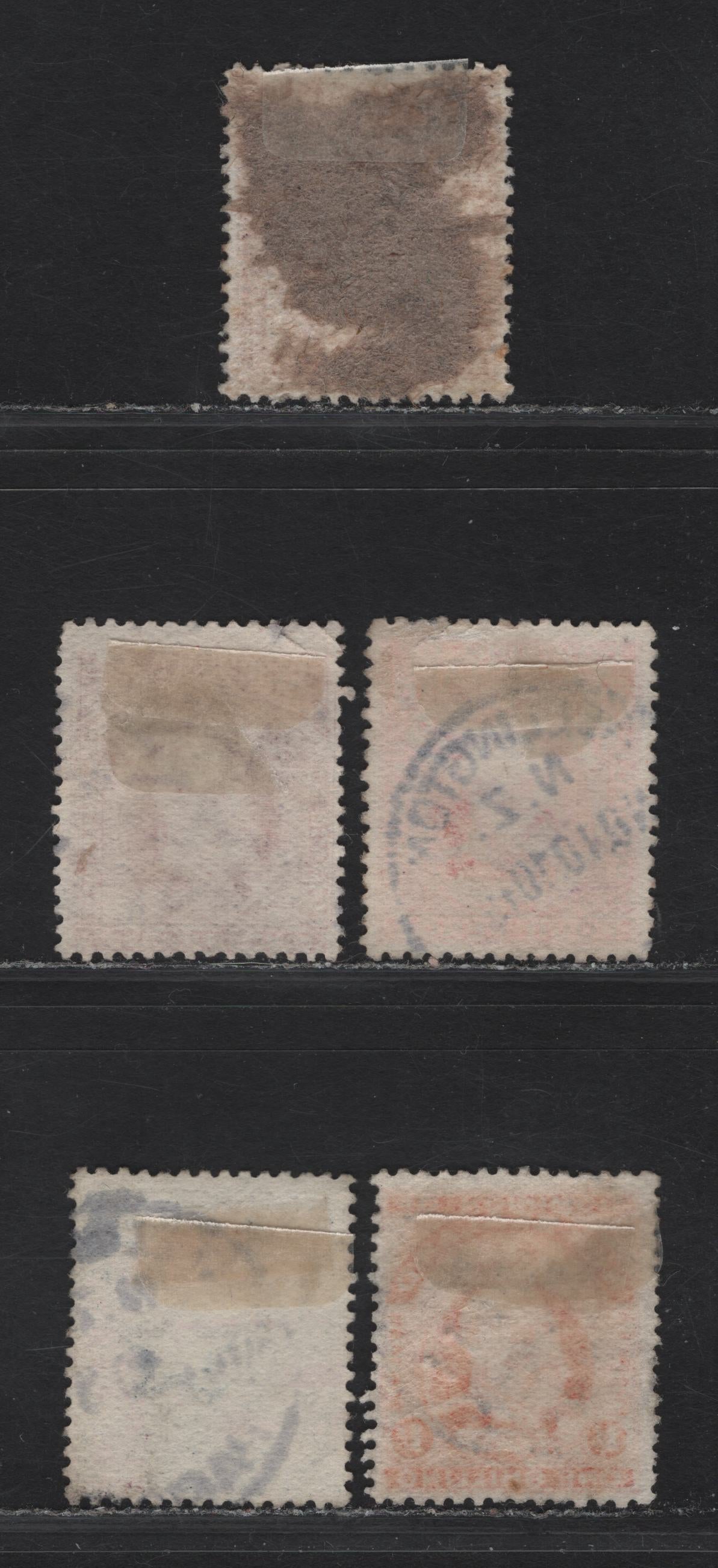 Lot 89 (C) New Zealand SG#396, 393a, 394, 388, 391a 2d - 1/- Mauve - Vermillion King Edward VII, 1909-1916 King Edward VII Issue, 4 Fine/Very Fine Used Singles, Comb Perf 14x14.5 & Line Perf 14 (4d).