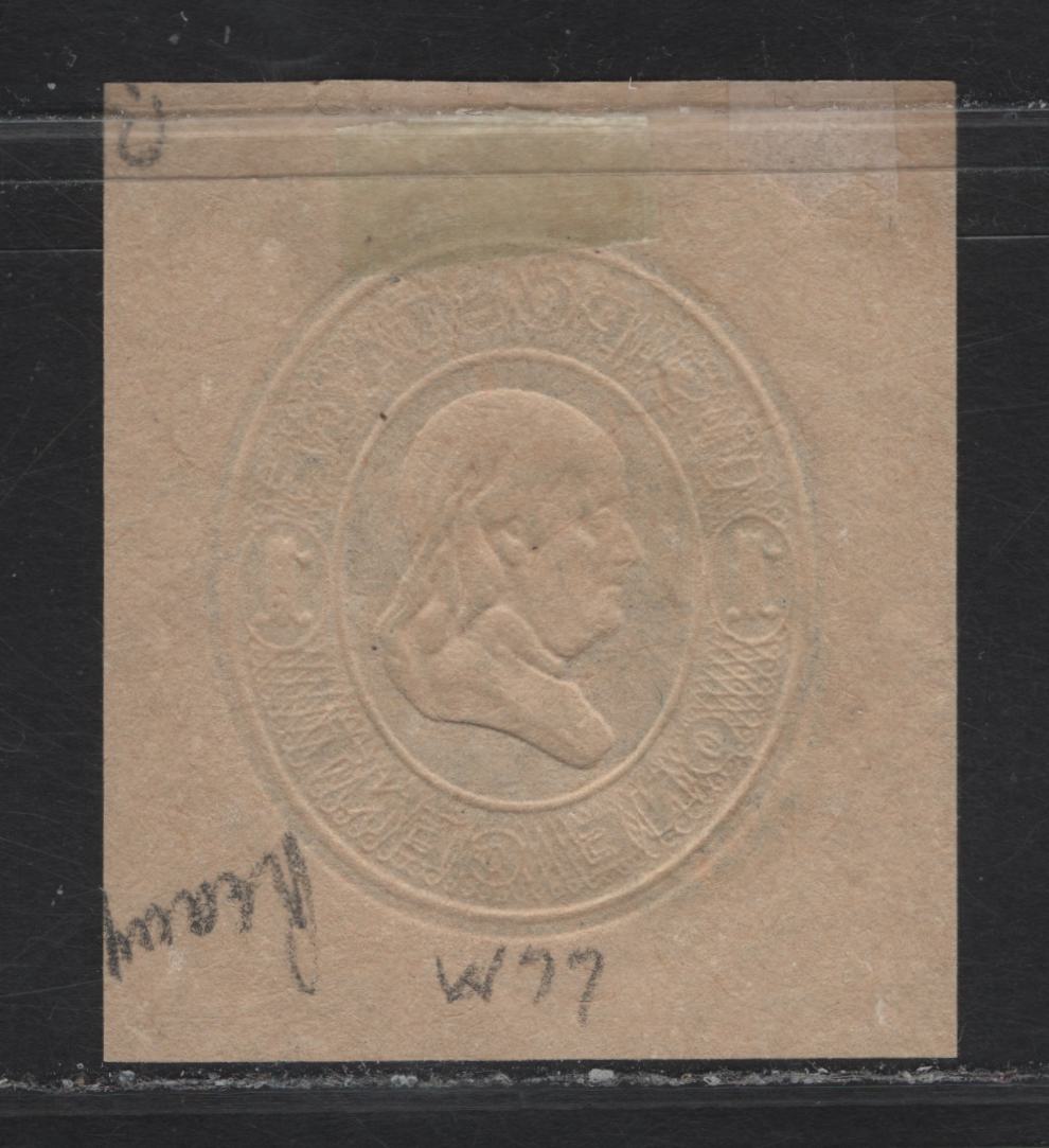 Lot 229 United States SC#W77 1c Blue Franklin, 1870-1871 Reay Issue, A Very Fine Used Cut Square Single, Wrapper On Manilla