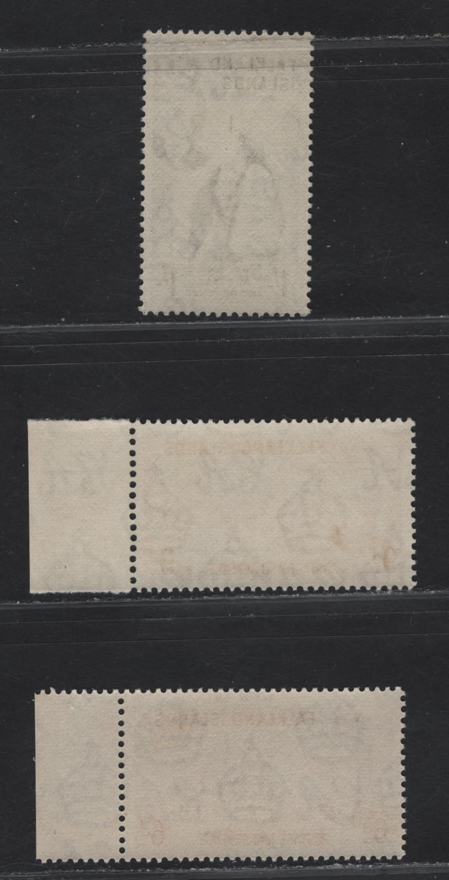 Lot 271 Falkland Islands SG#178-180 6d - 1/- Bister Brown - Black John Biscoe - Gentoo Penguins, 1952 KGVI Pictorial Issue, 3 VFNH Singles
