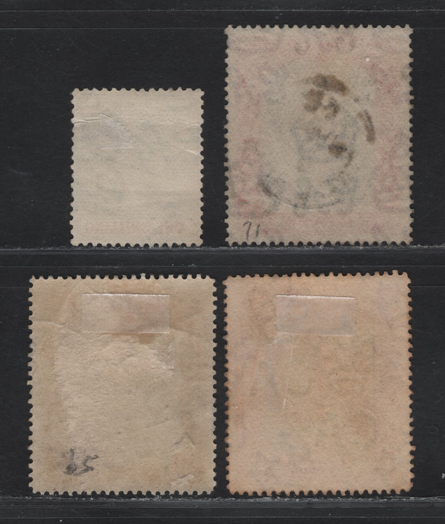 Lot 337 Bahamas SG#75b, 77, 111, 123 1d - 1/- Deep Carmine Red 7 Bray Black - Brownish Gray Carmine Queens Staircase - King George V, 1911-1937 Queens Staircase - KGV Keyplate Issue, 4 Fine/Very Fine Used Singles, Script CA Wmk