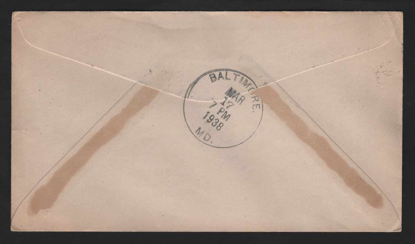 Lot 368 Bermuda SG#111-114 1.5d - 3d Deep Blue & Purple Brown - Black & Rose Red Ships - St. David's Lighthouse, 1938-1952 KGVI Pictorial Issue, A Very Fine Used Cover, Combination Usage On Philatelic Airmail Cover To NY, March 11 1938