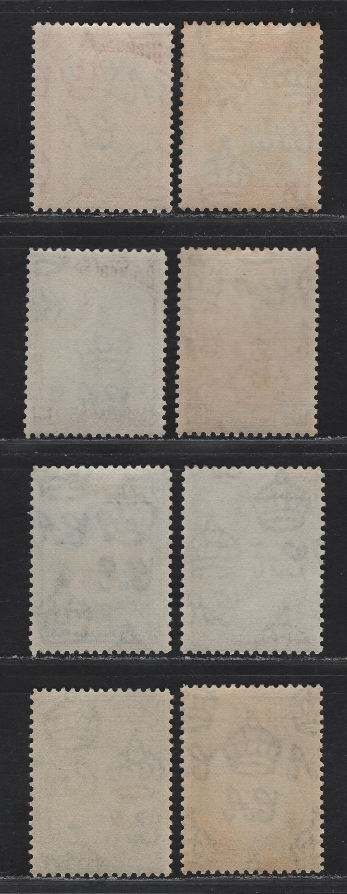 Lot 389 Bermuda SG#110, 111b, 1104a, 113c, 114a 1d - 3d Black & Red - Black & Deep Blue Ships - St David's Lighthouse, 1936-1952 KGVI Pictorial Issue, 8 VFNH Singles, Comb Perf Printings 11.9x11.75