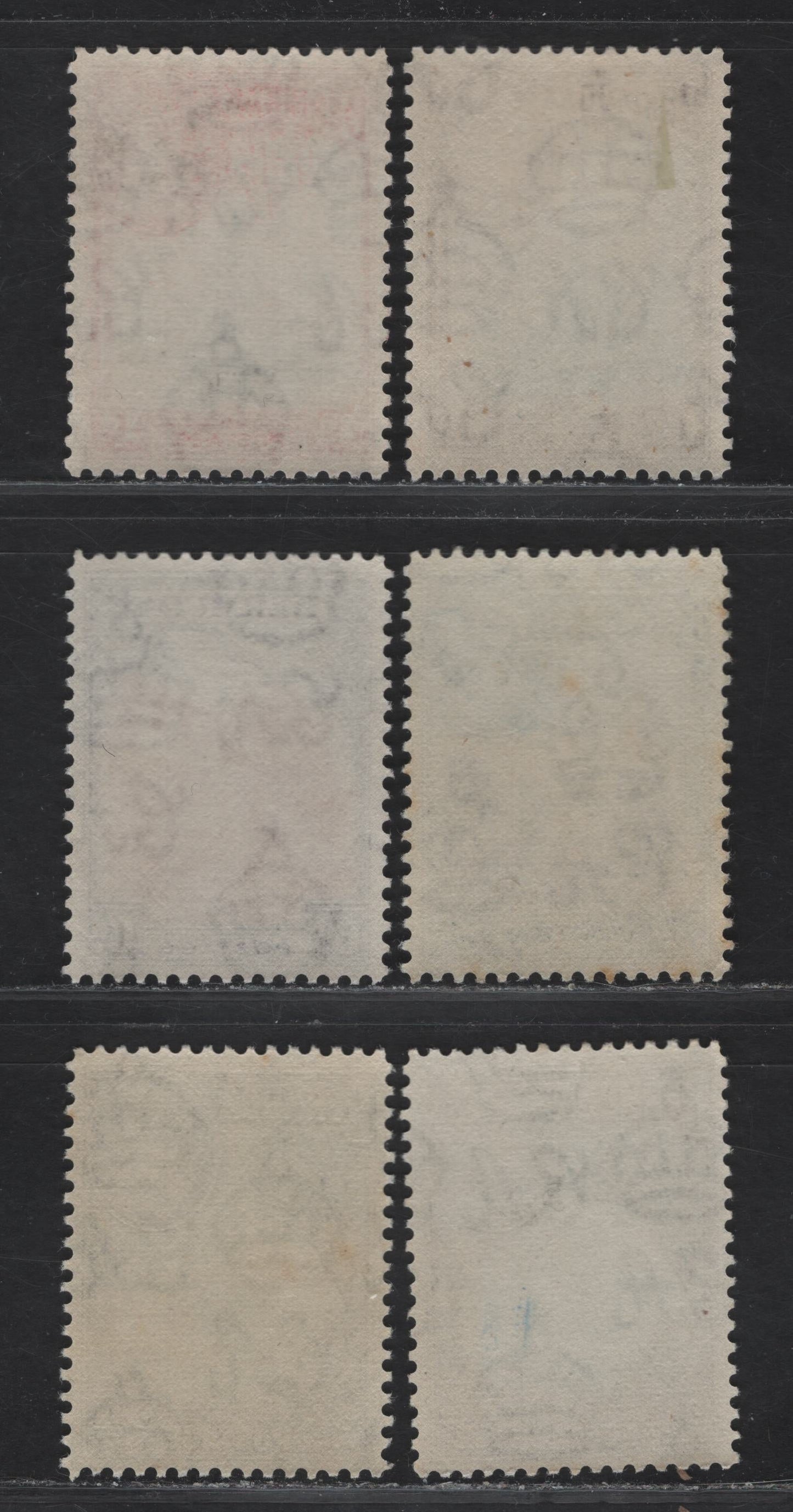 Lot 390 Bermuda SG#110, 111c, 1104a, 113c, 114a 1d - 3d Black & Red - Bright Blue & Sepia Black Ships - St David's Lighthouse, 1936-1952 KGVI Pictorial Issue, 6 VFNH Singles, Comb Perf Printings 11.9x11.75