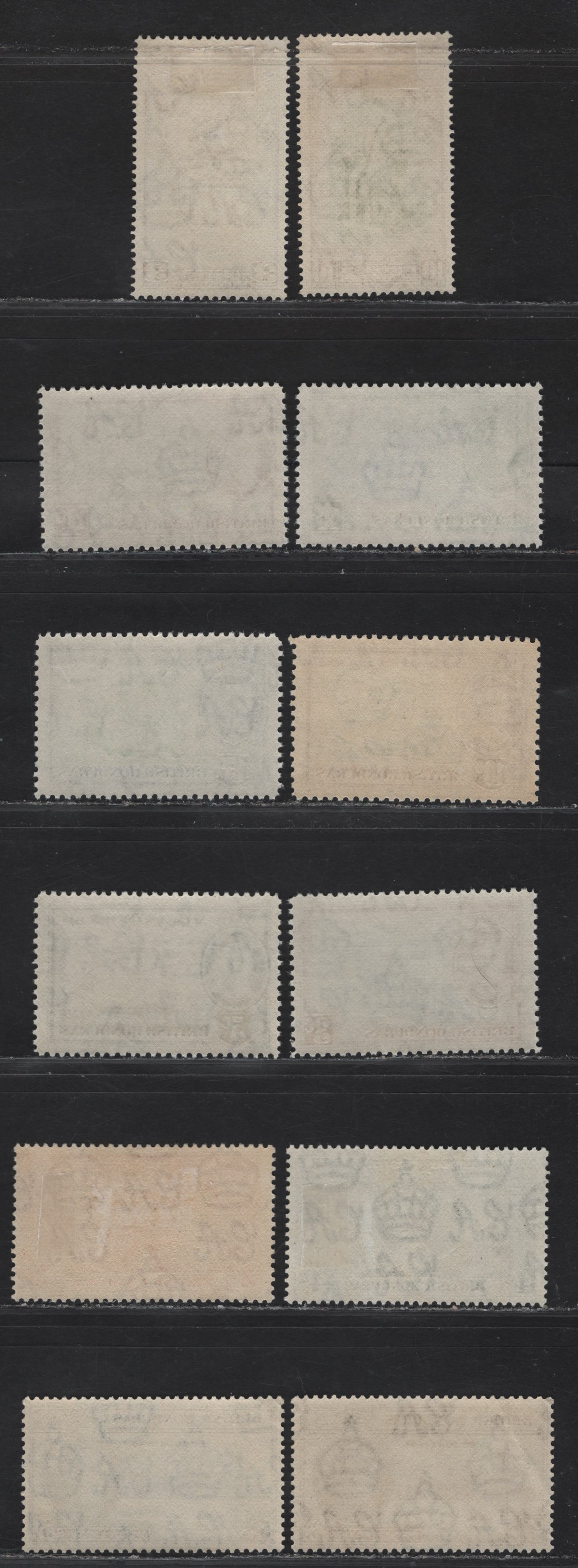 Lot 395 British Honduras SG#166-171, 147-149, 162-163, 176-177 3c - 15c Orange - Green & Brown King George VI & Queen Elizabeth - BWIU, 1936-1951 Coronation - BWI University Issues, 12 F/VFOG/NH Singles