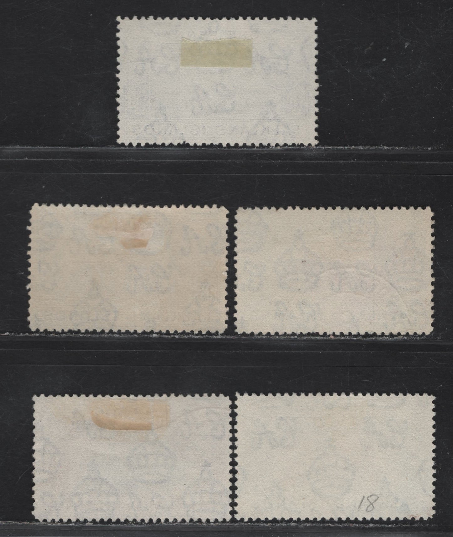 Lot 107 (C) Falkland Islands SG#148a, 151, 155, 157 1d - 9d Black & Purple Violet - Black & Gray Blue Battle Memorial - Willaim Scoresby, 1938-1950 KGVI Pictorial Issue, 5 Very Fine Used Singles