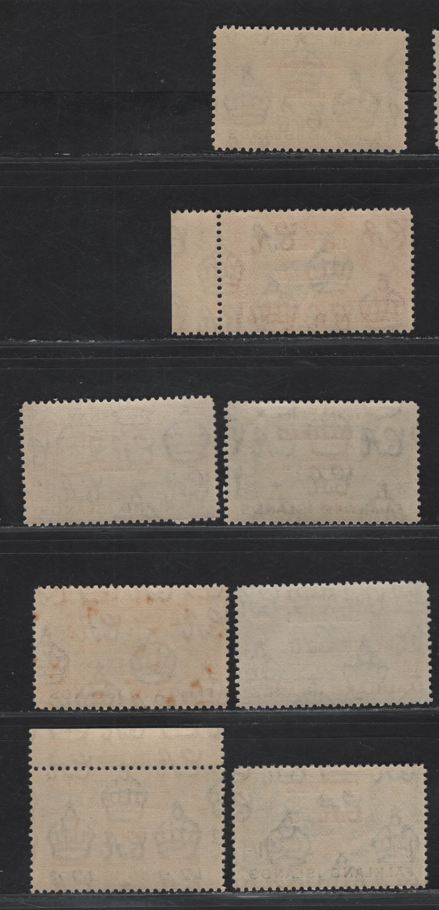 Lot 118 Falkland Islands Dependencies SG#C1-C8 1/2d - 1/- Black & Green - Deep Blue Whaltes Jawbone - Mount Sugar Top, 1944-1945 KGVI Pictorial Overprints, 8 F/VFNH Singles, South Orkneys, Basic Set Of Overprints, All VF Except 9d.