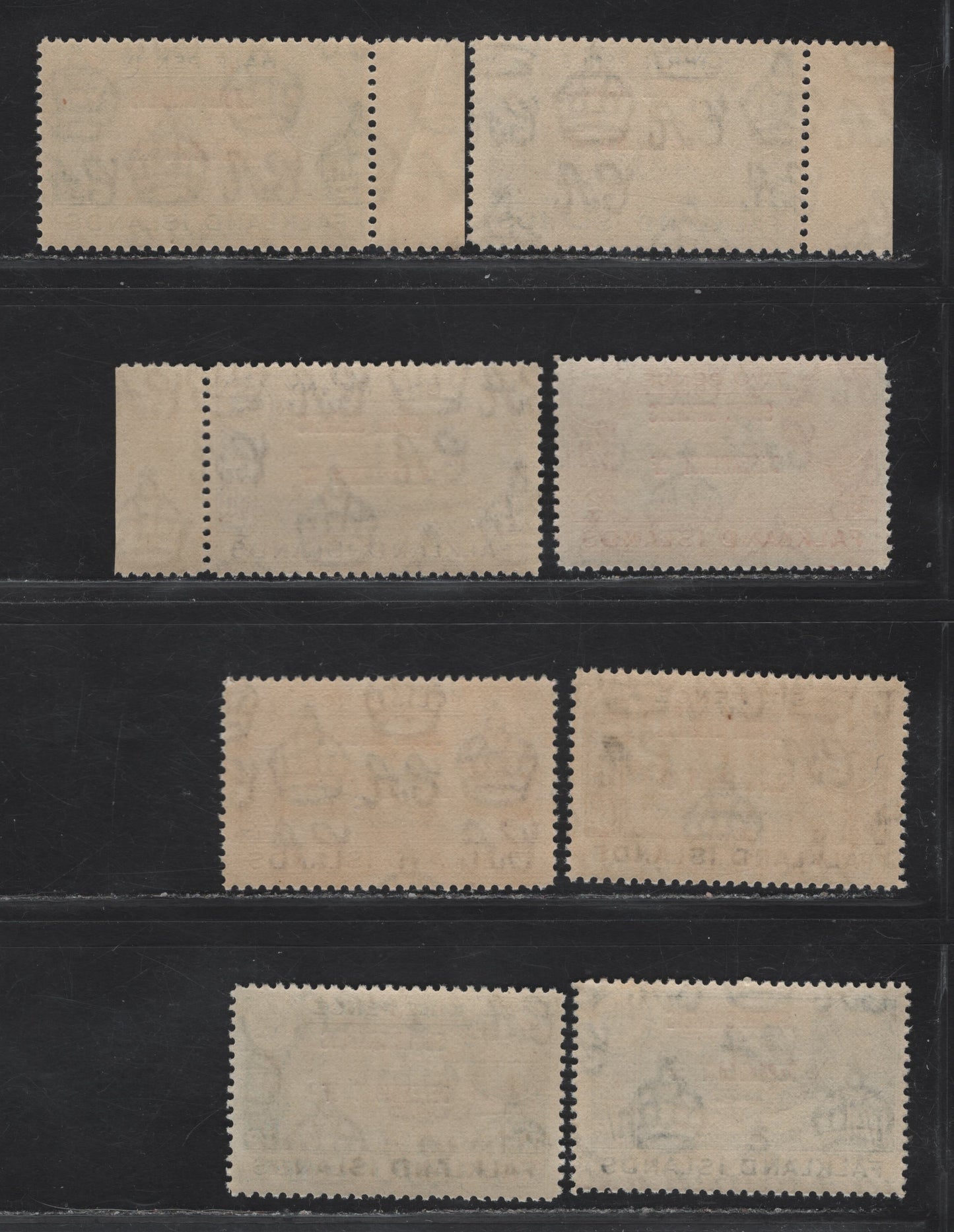Lot 119 Falkland Islands Dependencies SG#C1-C8 1/2d - 1/- Black & Green - Deep Blue Whaltes Jawbone - Mount Sugar Top, 1944-1945 KGVI Pictorial Overprints, 8 FNH Singles, South Orkneys, As Lot 118 But All Fine Centering