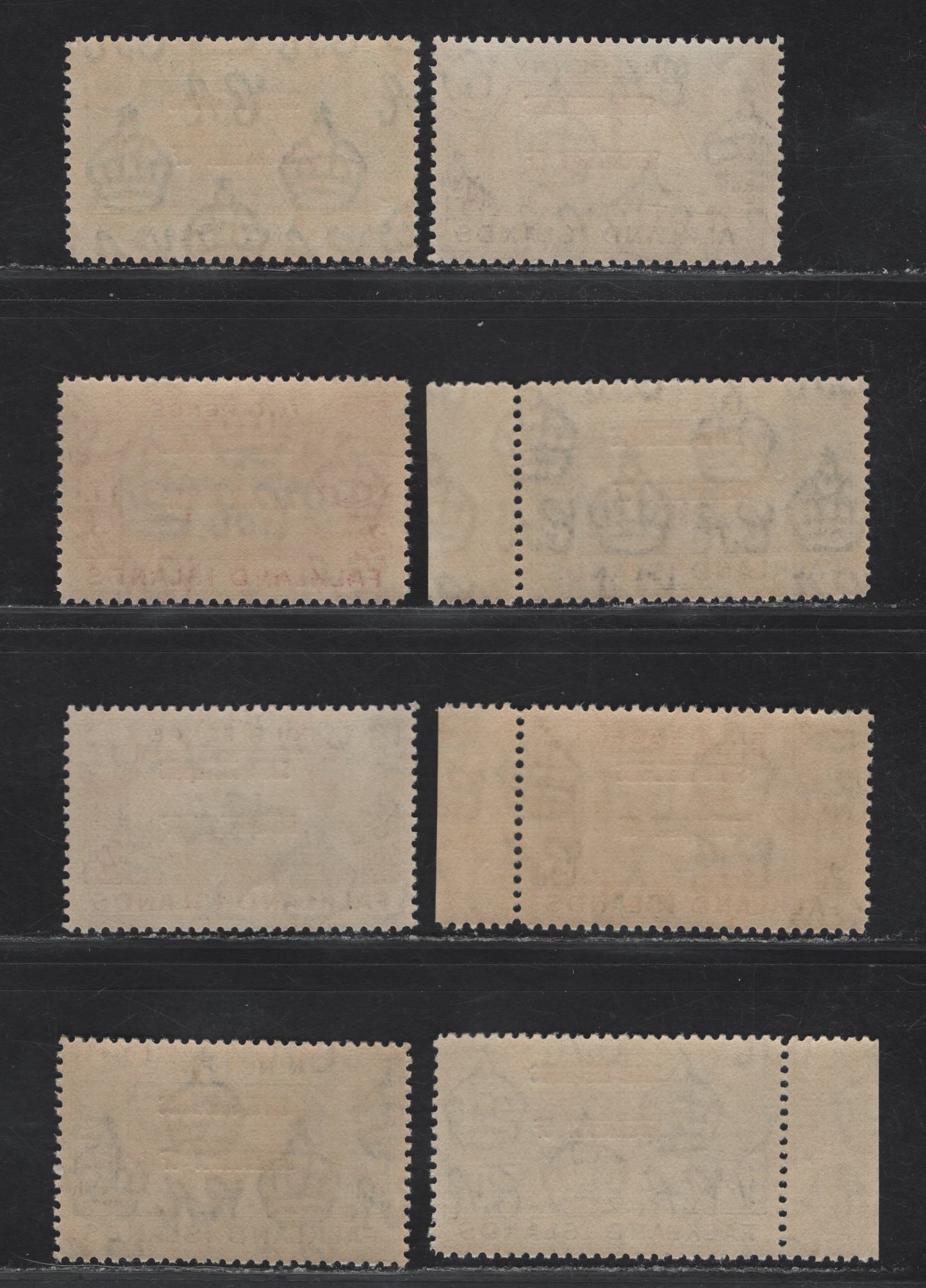 Lot 121 Falkland Islands Dependencies SG#D1-D8 1/2d - 1/- Black & Green - Deep Blue Whaltes Jawbone - Mount Sugar Top, 1944-1945 KGVI Pictorial Overprints, 8 VFNH Singles, South Shetlands, Basic Set Of Overprints