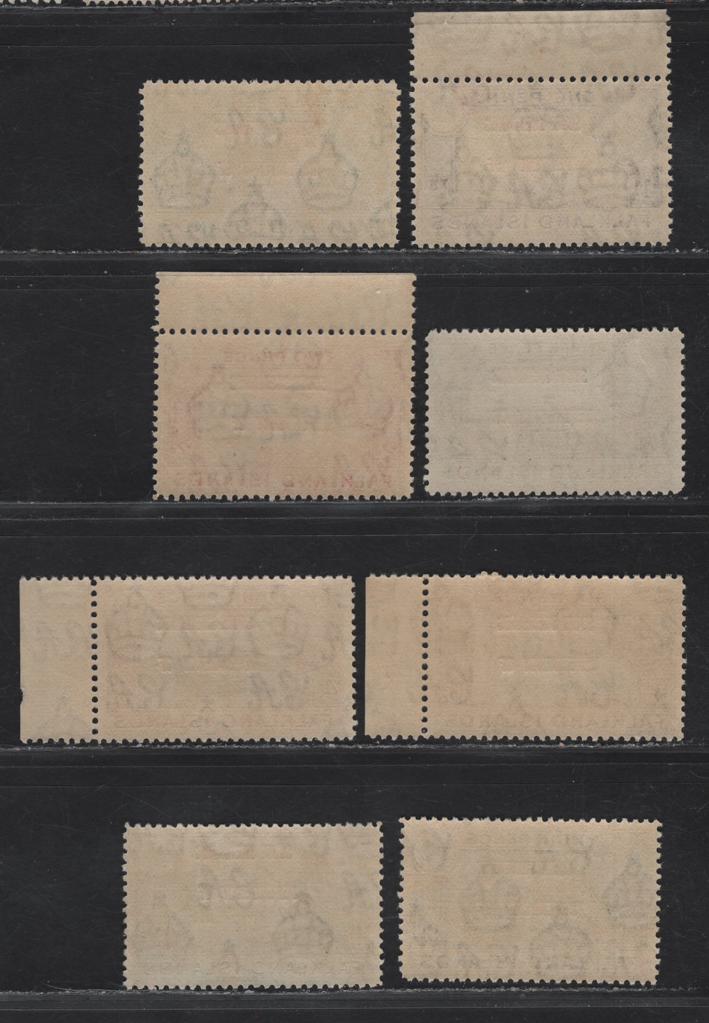 Lot 122 Falkland Islands Dependencies SG#D1-D8 1/2d - 1/- Black & Green - Deep Blue Whaltes Jawbone - Mount Sugar Top, 1944-1945 KGVI Pictorial Overprints, 8 FNH Singles, South Shetlands, As Lot 121 But Fine Centering