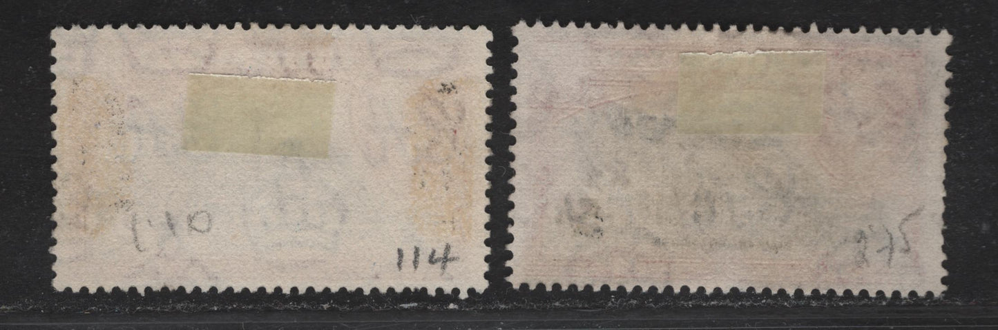 Lot 131 Gibraltar SG#128b, 129b 2/- - 5/- Black & Red Brown - Black & Carmine Eliott memorial - Govt House, 1938-1951 KGVI Pictorial Issue, 2 Fine/Very Fine Used Singles, 1942 & 1944 Printings