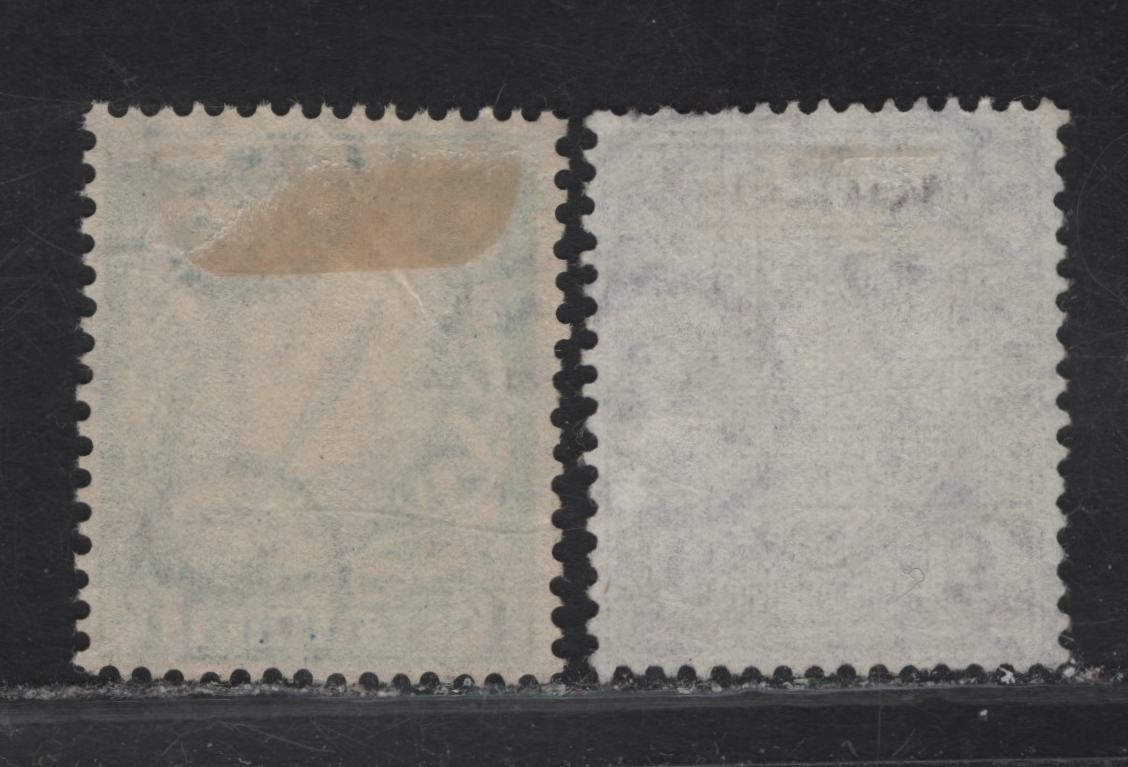 Ireland SG#80, 82 9d - 1/- Deep Violet - Light Blue Sword of Light - Arms, 1922-1934 Sword of Light, Map, Arms & Celtic Cross Issue, 2 Very Fine Used Singles