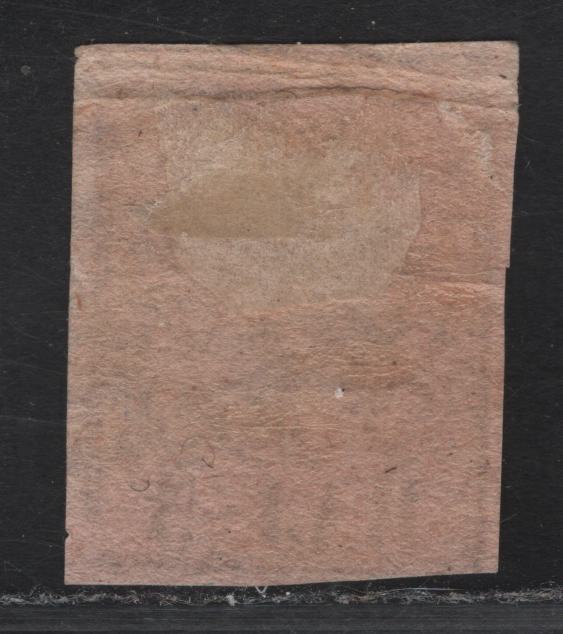 Lot 16 Roman States SC#6 5baj Black on Rose Papal Arms, 1852 Arms Issue, A Fine Used Single, Full Margins To Just Touching At Lower Left, Has All 8 Characteristics of the Genuine Stamp