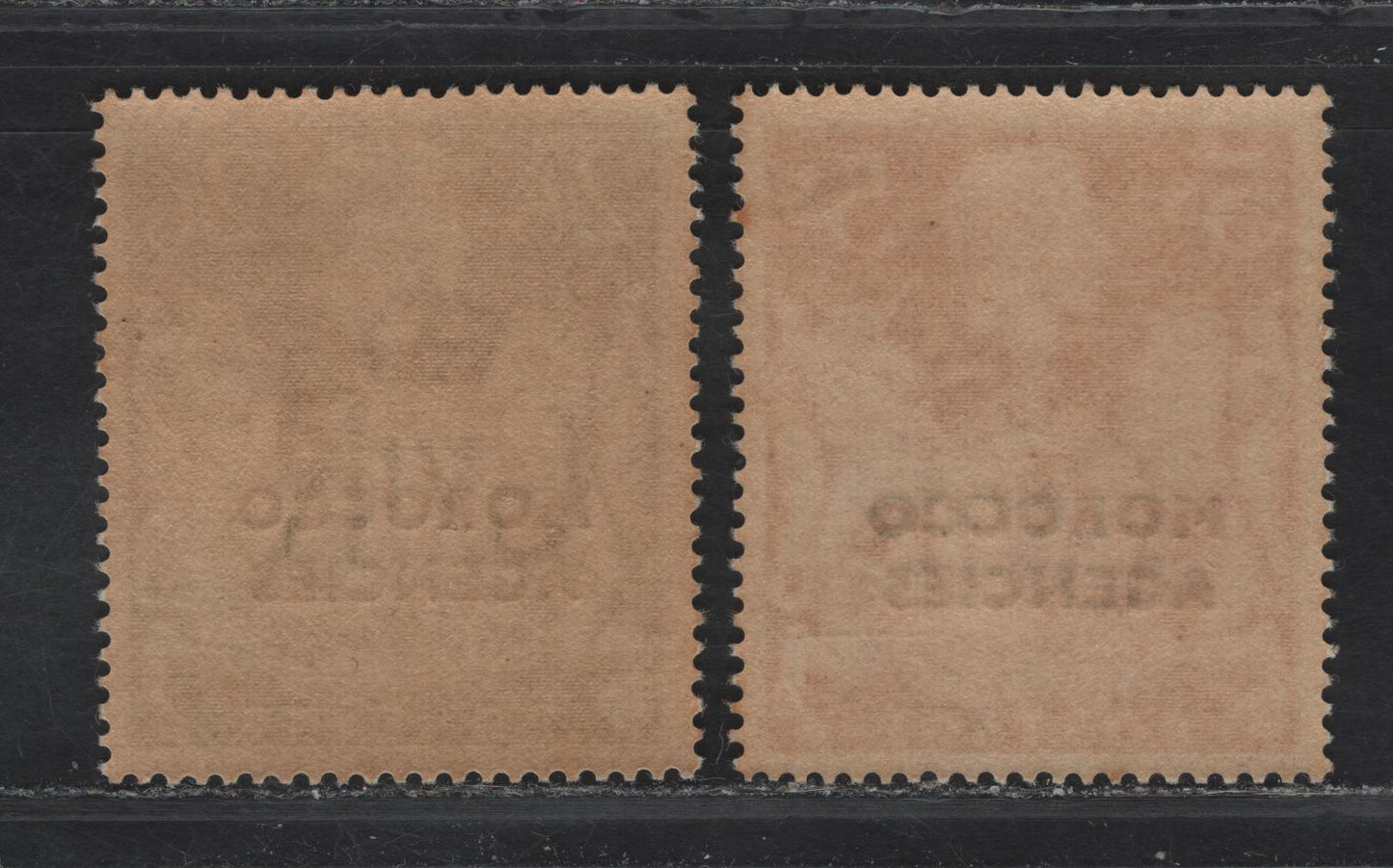 Lot 205 (C) Morocco Agencies SG#92-93 2/6 - 5/- Yellow Green - Red King George VI, 1949 Overprinted G.B Dulac Definitives, 2 FNH Singles, Significant Gum Toning