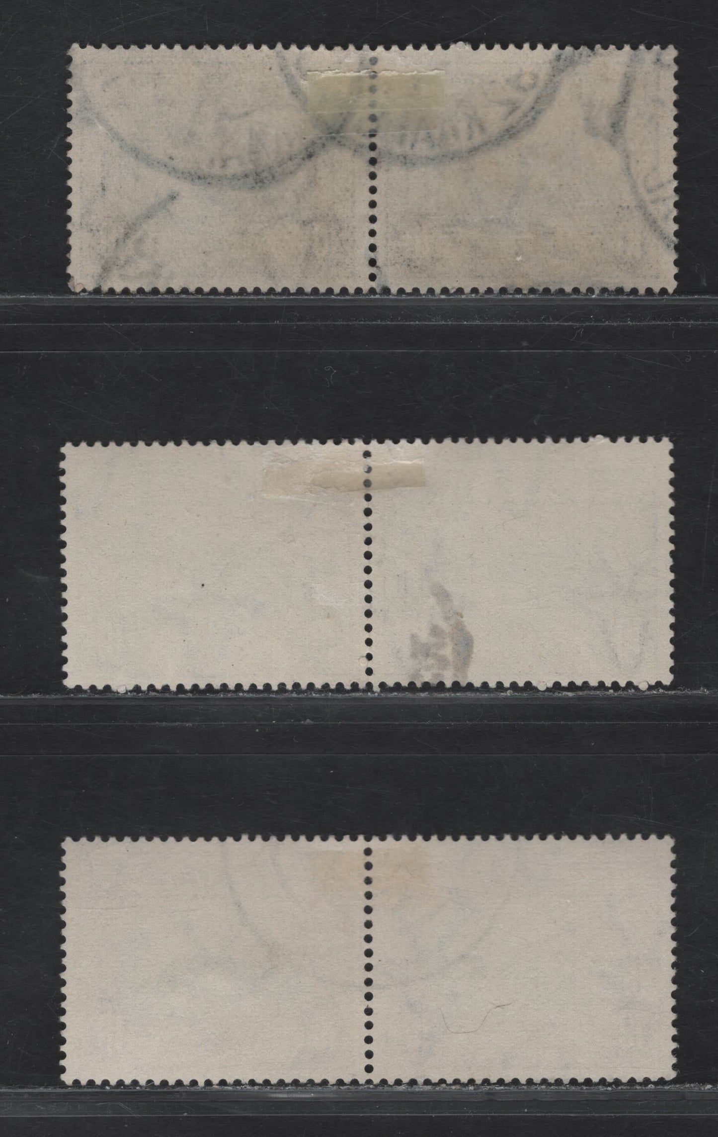 Lot 223 South Africa SG#64c, 64ca 10/- Blue & Sepia - Blue & Charcoal Ox-Wagon Outspanned - Groot Constantia, 1933-1948 Photogravure Pictorial Issue, 3 Fine/Very Fine Used Singles, Two Shades of Blue & Charcoal